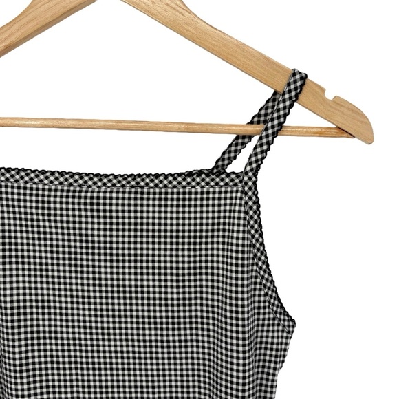 NWT DÔEN Angie Straight Neck Tank | Sz Medium | Noir La Maddalena Gingham Black - Picture 3 of 14